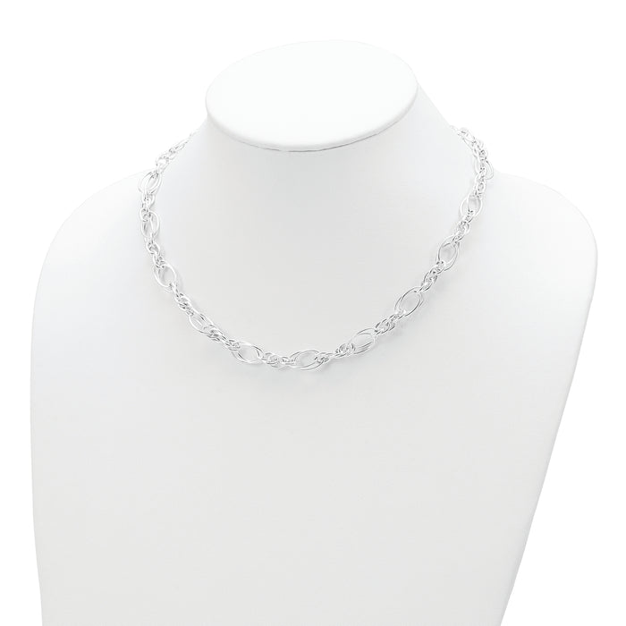 Sterling Silver Polished Fancy Link 18in Necklace