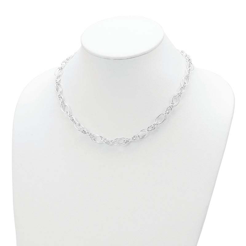 Sterling Silver Polished Fancy Link 18in Necklace