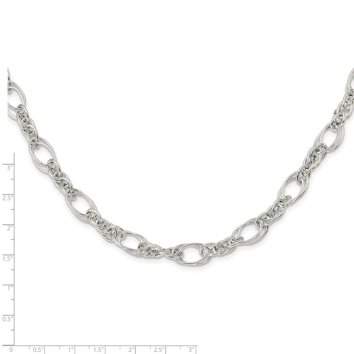 Sterling Silver Polished Fancy Link 18in Necklace