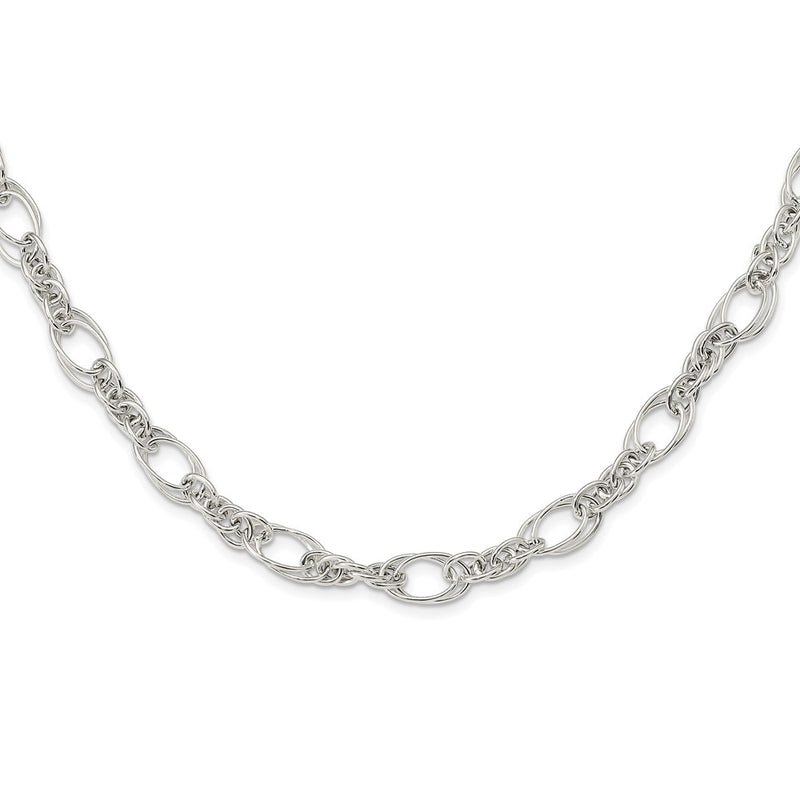 Sterling Silver Polished Fancy Link 18in Necklace