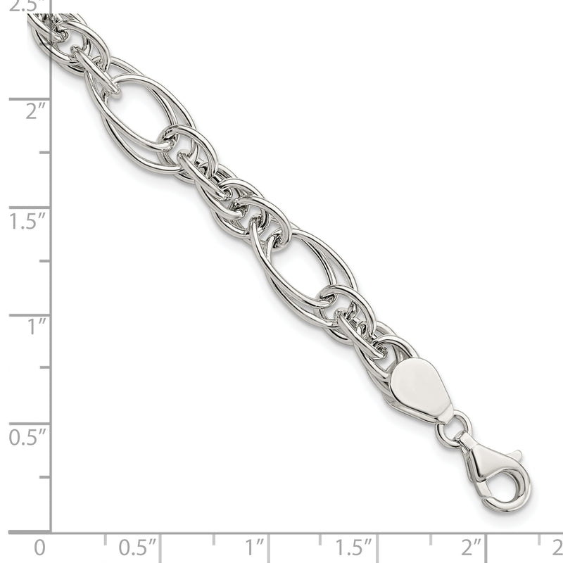 Sterling Silver Polished Fancy Link 7in Bracelet