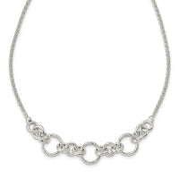 Sterling Silver Textured Fancy Link  w/ 2in ext Necklace