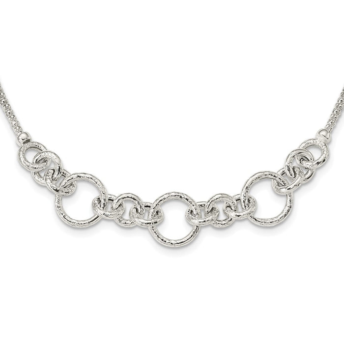 Sterling Silver Textured Fancy Link  w/ 2in ext Necklace