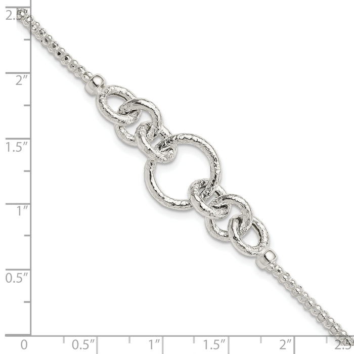 Sterling Silver Textured Fancy Link w/ 1in ext Bracelet