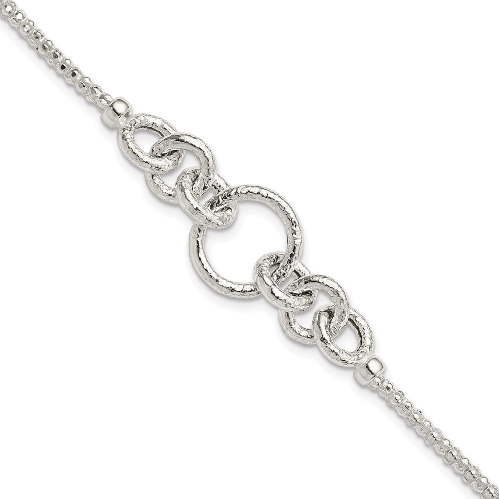 Sterling Silver Textured Fancy Link w/ 1in ext Bracelet