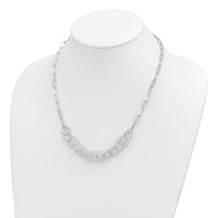 Sterling Silver Rhodium-plated Polished/Textured Circles Necklace