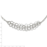 Sterling Silver Rhodium-plated Polished/Textured Circles Necklace