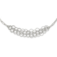 Sterling Silver Rhodium-plated Polished/Textured Circles Necklace