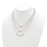 Sterling Silver Rhod-plated Rose/Gold-tone 3 Strand w/1.25in ext Necklace