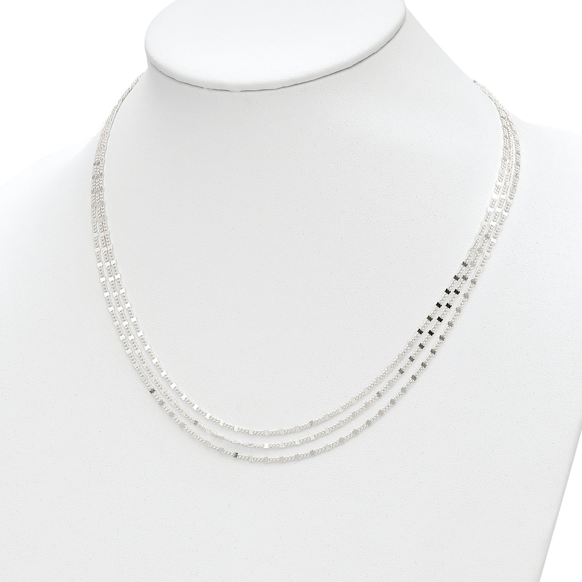 Sterling Silver Polished 3-strand Necklace