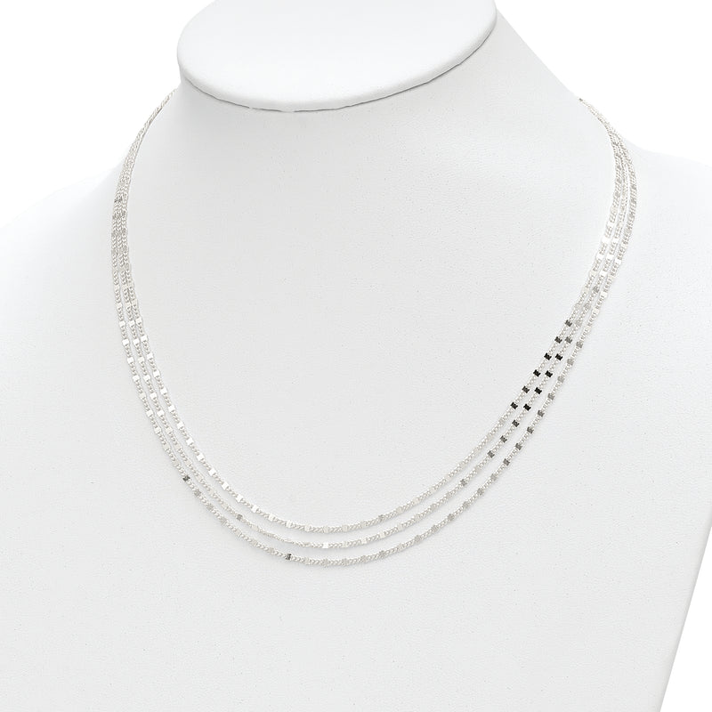 Sterling Silver Polished 3-strand Necklace