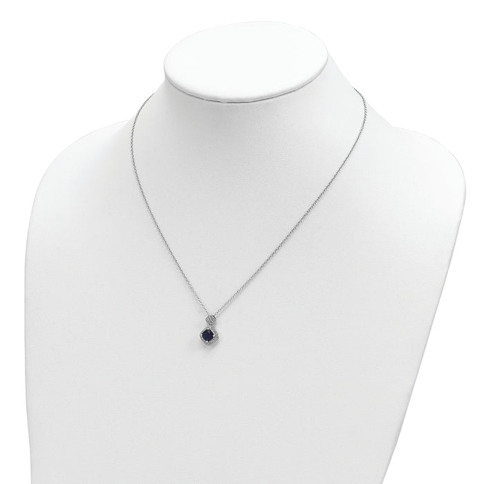 Sterling Silver Rhodium-plated Diamond-cut Oval Link Necklace