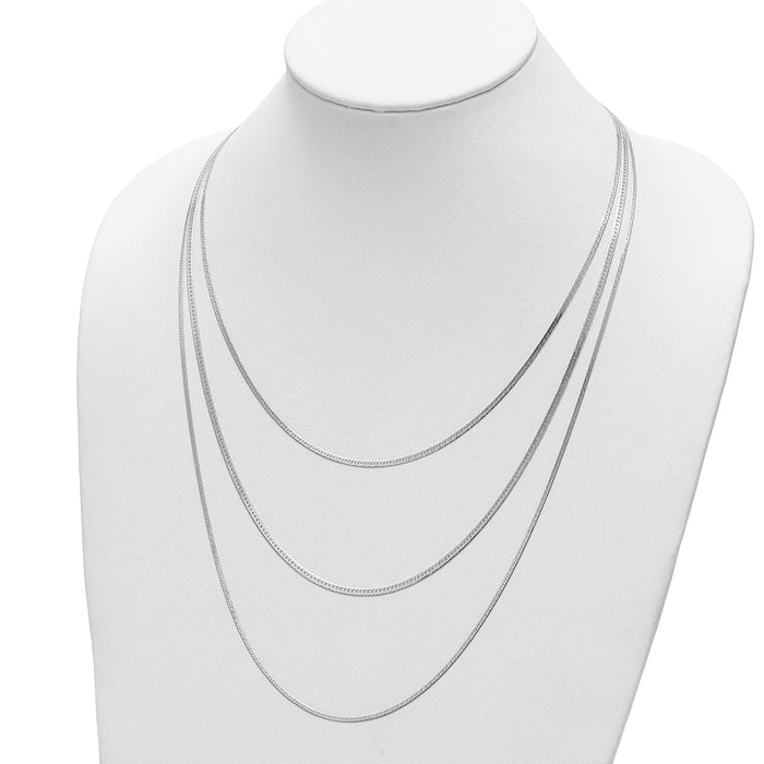 Sterling Silver Rhodium-plated Polished multi-strand w/ 2.75in ext. Necklac