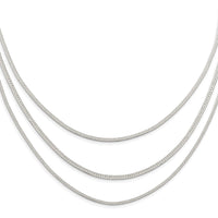 Sterling Silver Rhodium-plated Polished multi-strand w/ 2.75in ext. Necklac