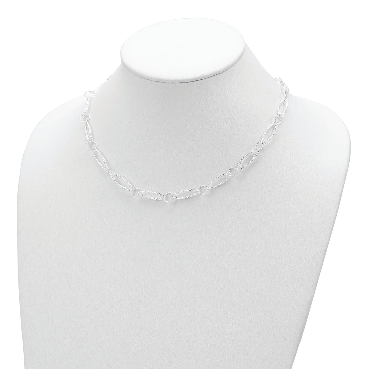 Sterling Silver Polished D/C Fancy Link Necklace