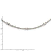 Sterling Silver Polished CZ Xs w/ 2in ext. Necklace