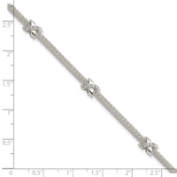 Sterling Silver Rhodium-plated Polished CZ Xs w/ 1in ext Bracelet