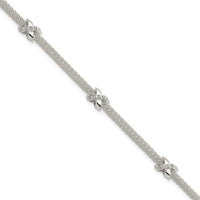 Sterling Silver Rhodium-plated Polished CZ Xs w/ 1in ext Bracelet