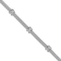 Sterling Silver Rhodium-plated Polished CZ X's Bracelet