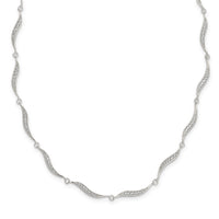 Sterling Silver Wavy Link CZ w/2.25 in ext Necklace