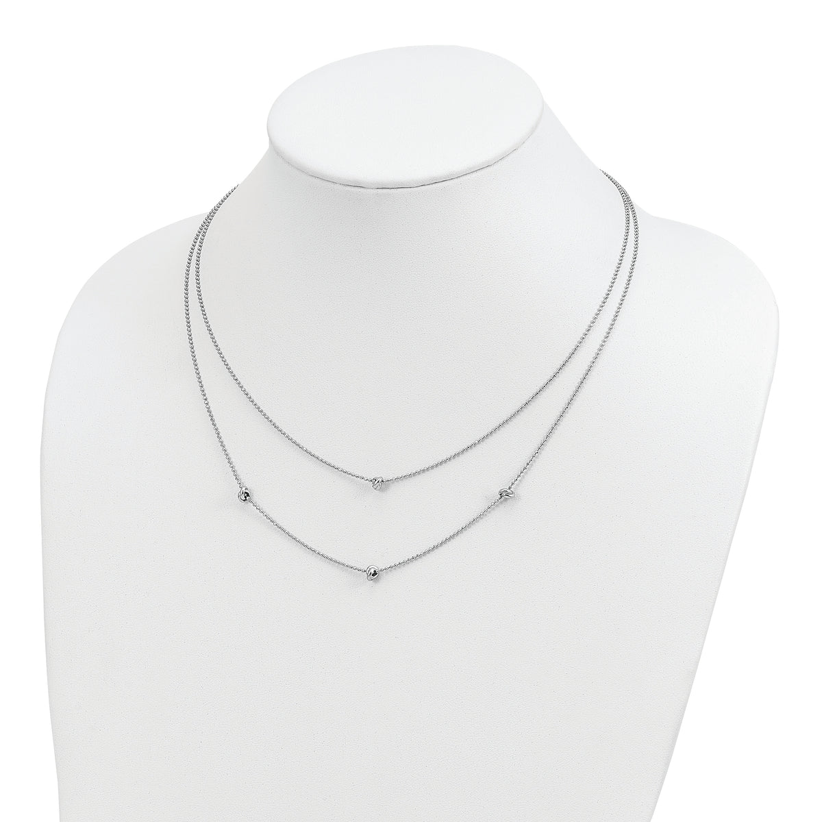 Sterling Silver Rhodium-plated Polished Multi-strand w/ 2in ext. Necklace