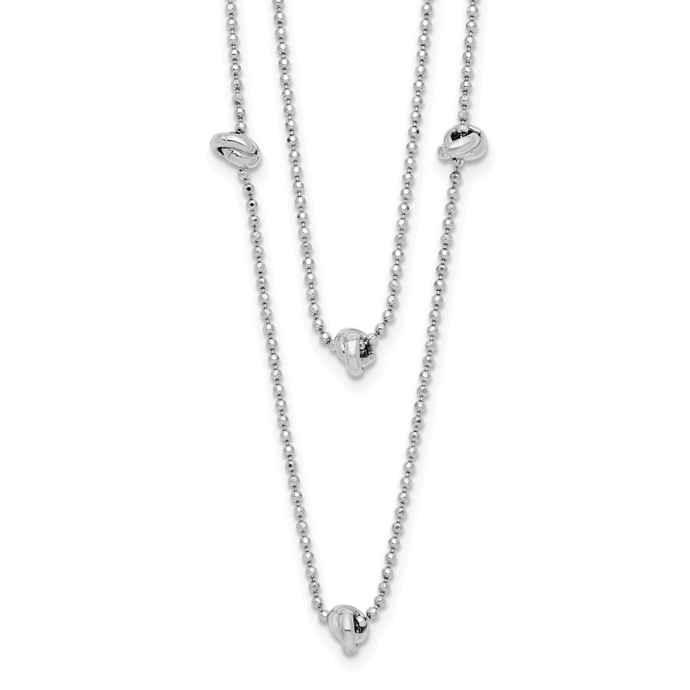 Sterling Silver Rhodium-plated Polished Multi-strand w/ 2in ext. Necklace