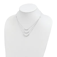 Sterling Silver Polished 3-Strand Beaded Necklace