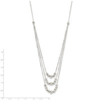 Sterling Silver Polished 3-Strand Beaded Necklace