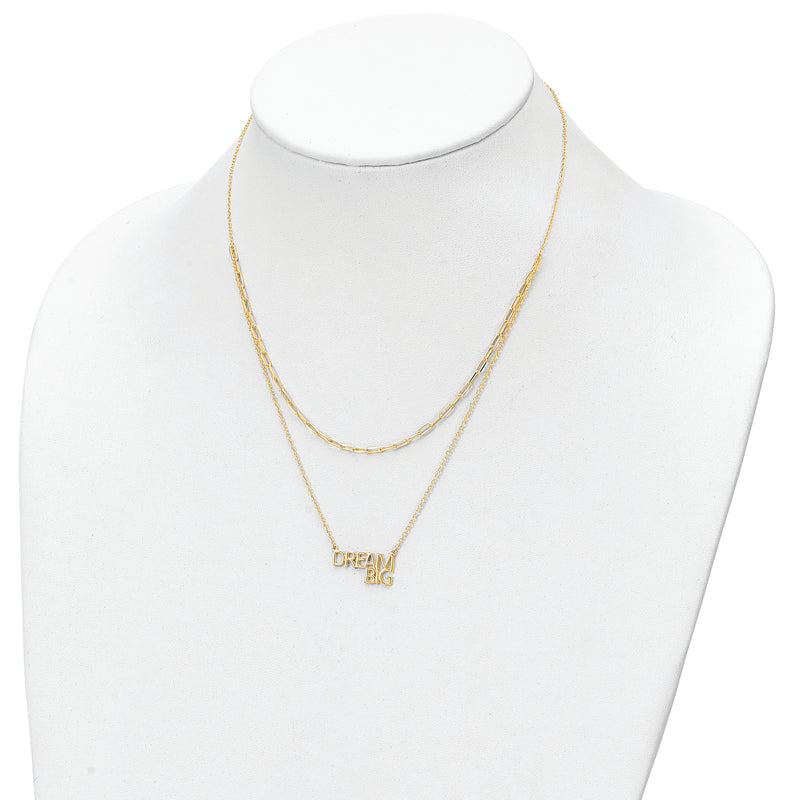 Sterling Silver Gold Tone Dream Big Double Necklace