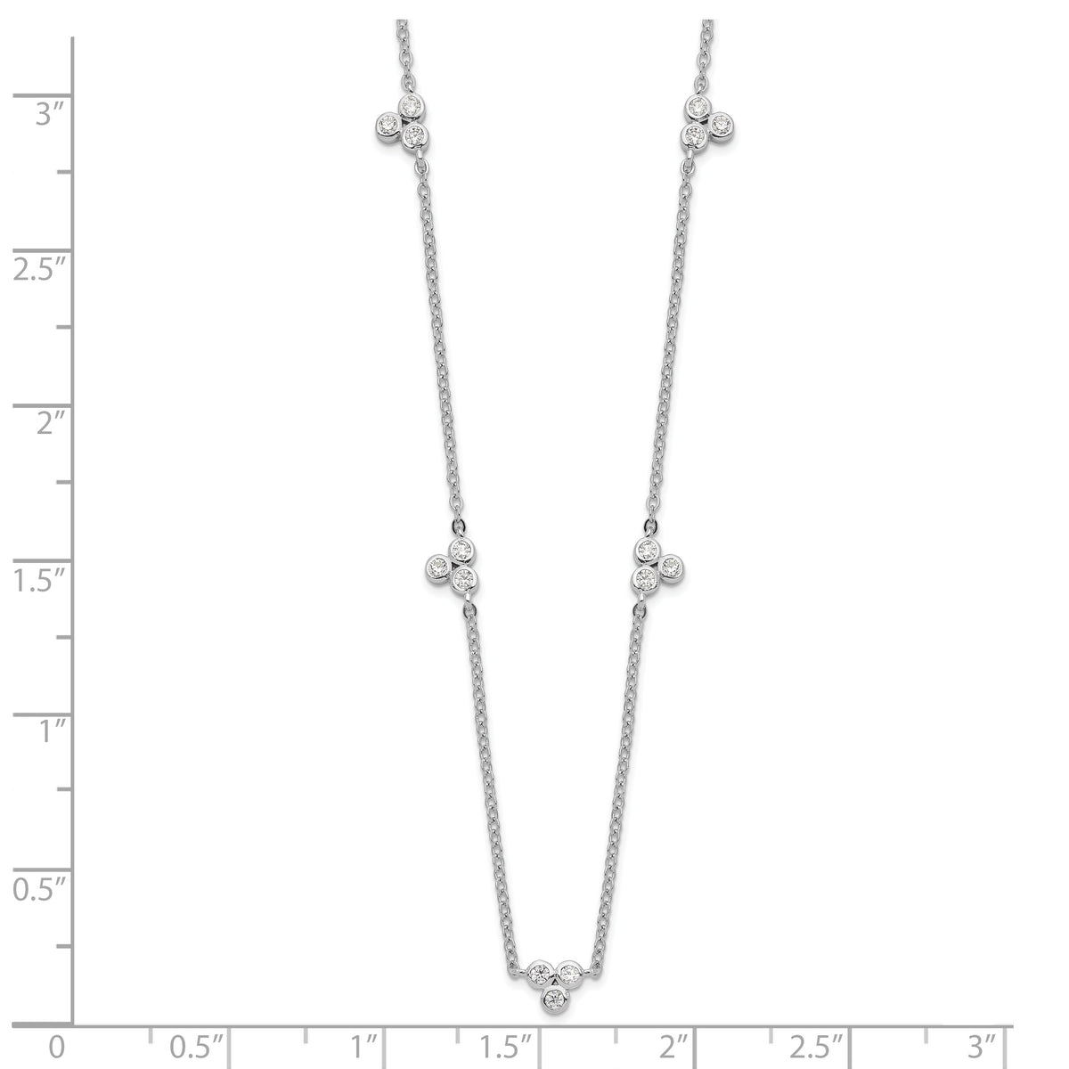 Sterling Silver Rhodium-plated Polished CZ 5 Stations Necklace