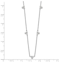 Sterling Silver Rhodium-plated Polished CZ 5 Stations Necklace