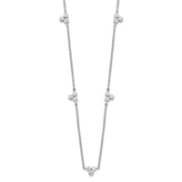 Sterling Silver Rhodium-plated Polished CZ 5 Stations Necklace