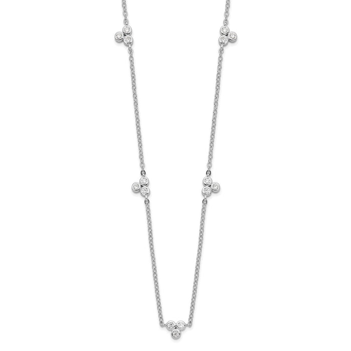 Sterling Silver Rhodium-plated Polished CZ 5 Stations Necklace