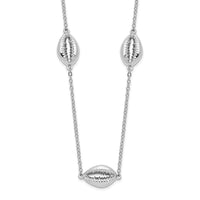 Sterling Silver Rhodium-plated Polished Cowrie Shell Necklace