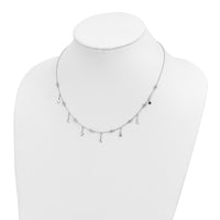 Sterling Silver Rhodium-plated Polished CZ Necklace