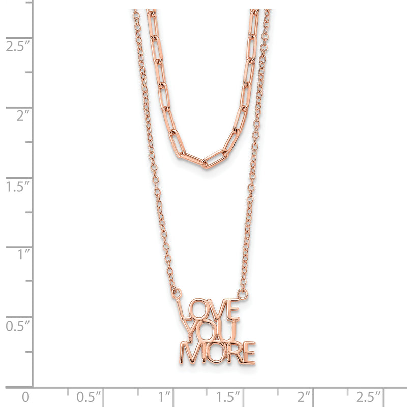 Sterling Silver Rose-tone Love You More Two Strand 16 inch Necklace