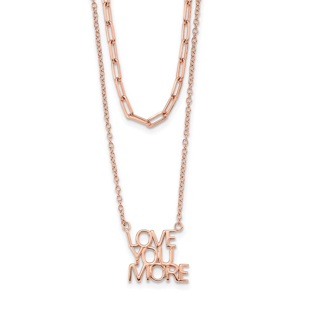 Sterling Silver Rose-tone Love You More Two Strand 16 inch Necklace