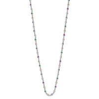 Sterling Silver Rhodium-plated Polished Multi-color CZ w/3 IN EXT Choker