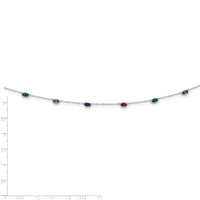 Sterling Silver Rhodium-plated Polished Multi-color CZ Necklace