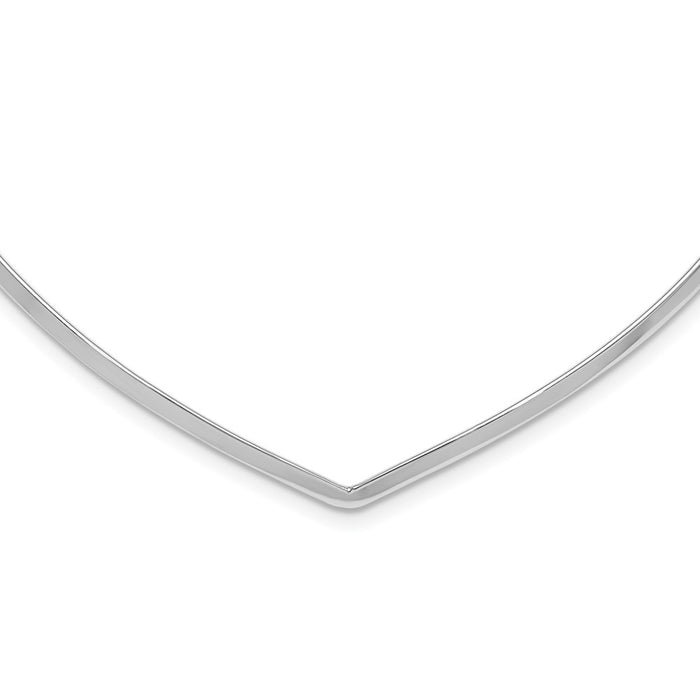 Sterling Silver Rhod. Polished V Cuff Necklace