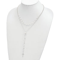 Sterling Silver Polished Cross w/2 in ext 2-Strand Necklace