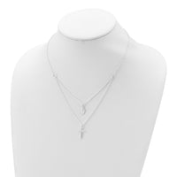 Sterling Silver Polished Medallion & Cross Necklace