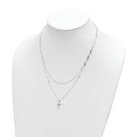 Sterling Silver Fancy Cross Double Strand Necklace