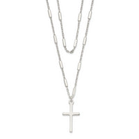 Sterling Silver Fancy Cross Double Strand Necklace