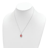 Sterling Silver Polished Reversible Enameled Faith Cross Necklace