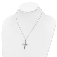 Sterling Silver Rhodium-plated Polished CZ Cross Necklace