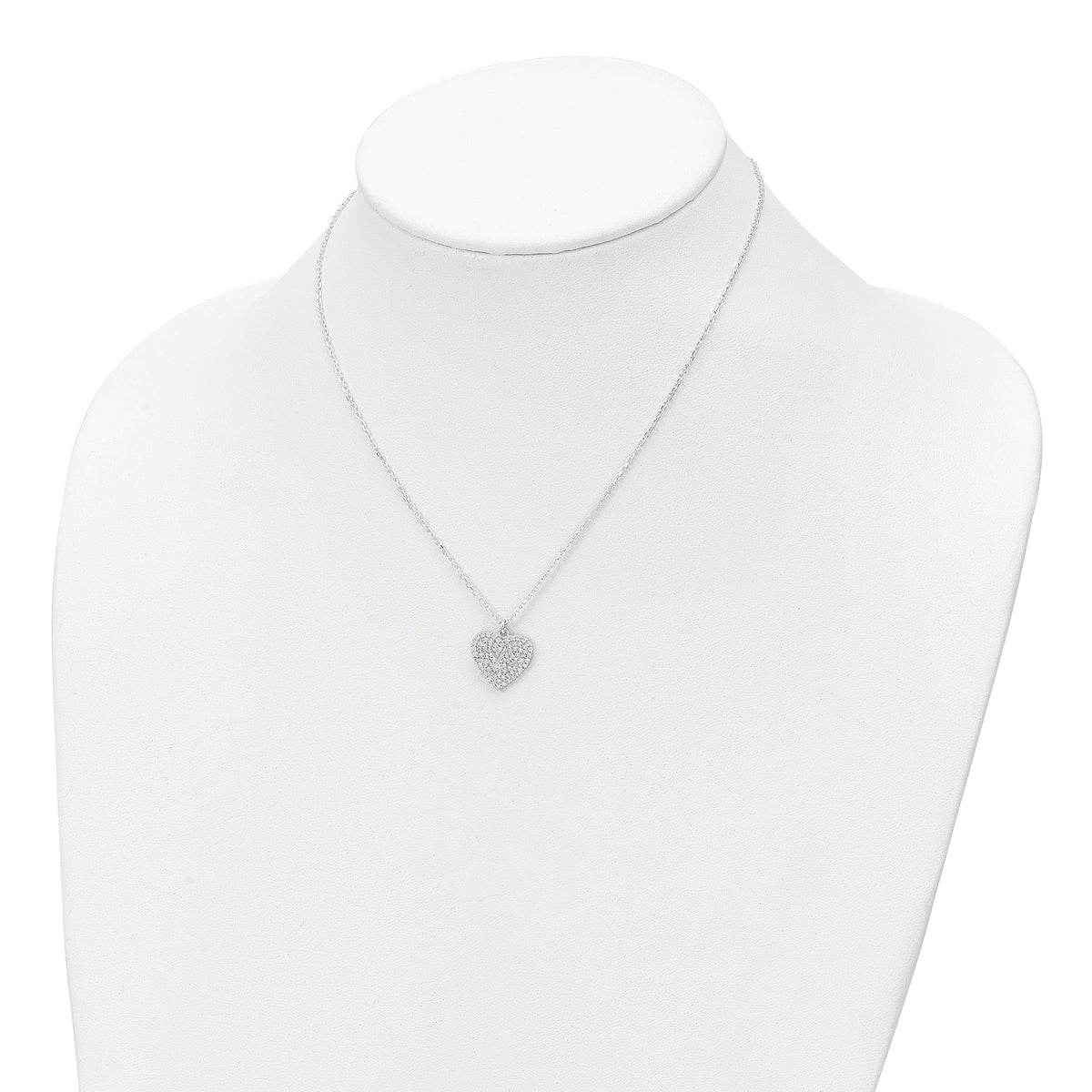 Sterling Silver Heartbeat in CZ Heart Necklace