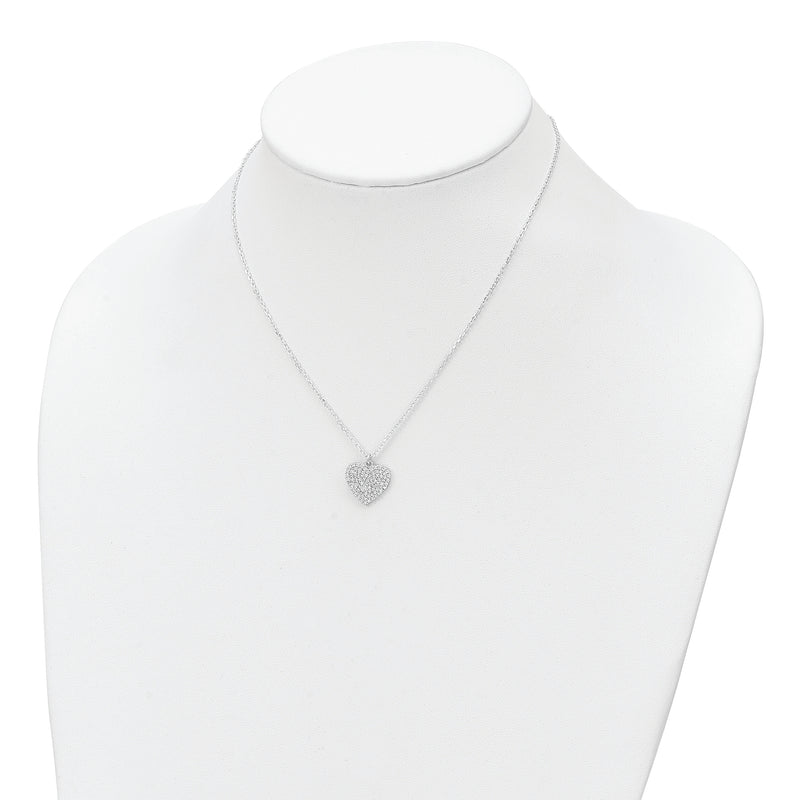 Sterling Silver Heartbeat in CZ Heart Necklace