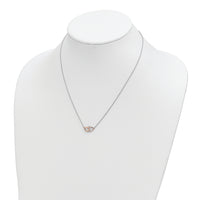 Sterling Silver Rhodium-plated Rose Tone Polished Hearts Necklace