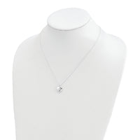 Sterling Silver CZ 16in w/2in ext Heart Necklace